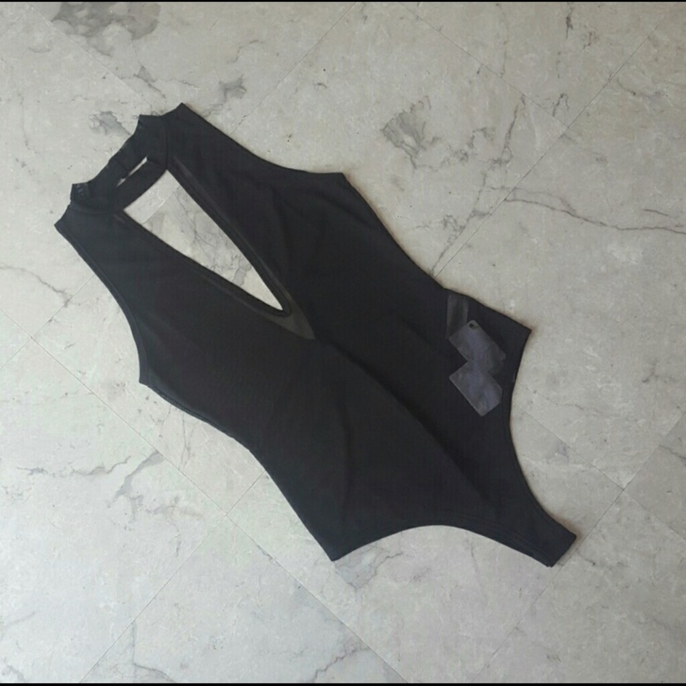 NWOT Black Mesh Choker Bodysuit